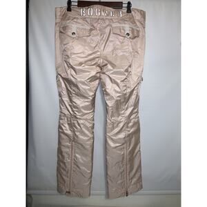Bogner Women’s Embroidered Spell Out Ski Pants Flare Leg Size 12 Rose Gold/Pink